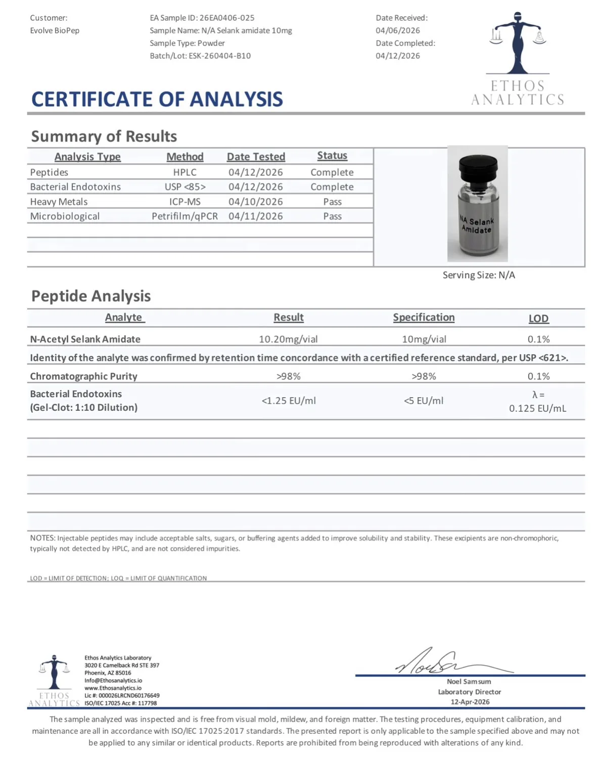 Selank 10mg | N-Acetyl Amidate - Image 2